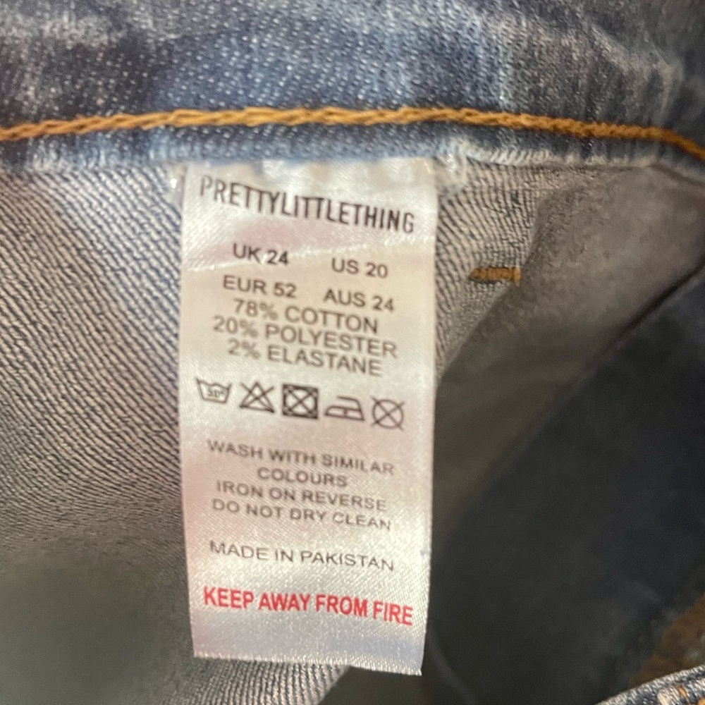 PrettyLittleThing Plus Stretch Jeans High Rise Blue Size  20 Plus Denim Casual - Picture 7 of 7